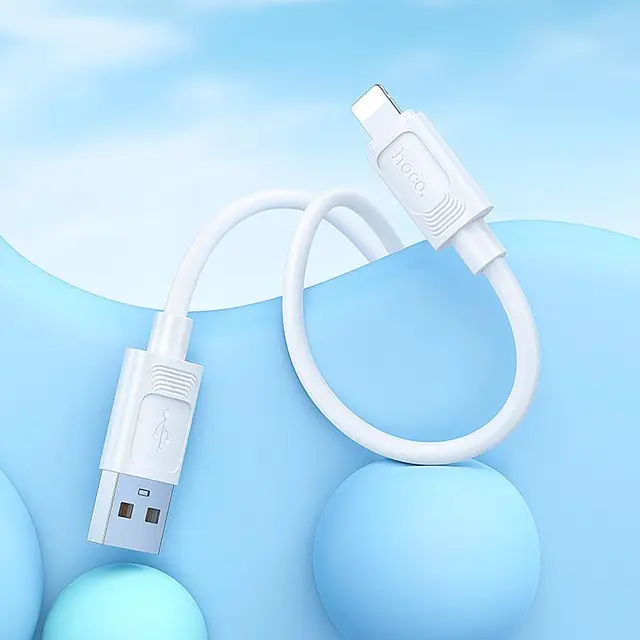 Кабель для заряджання Hoco X122 силіконовий кабель Benefit USB-A x Lightning 1 метр Білий - фото 2