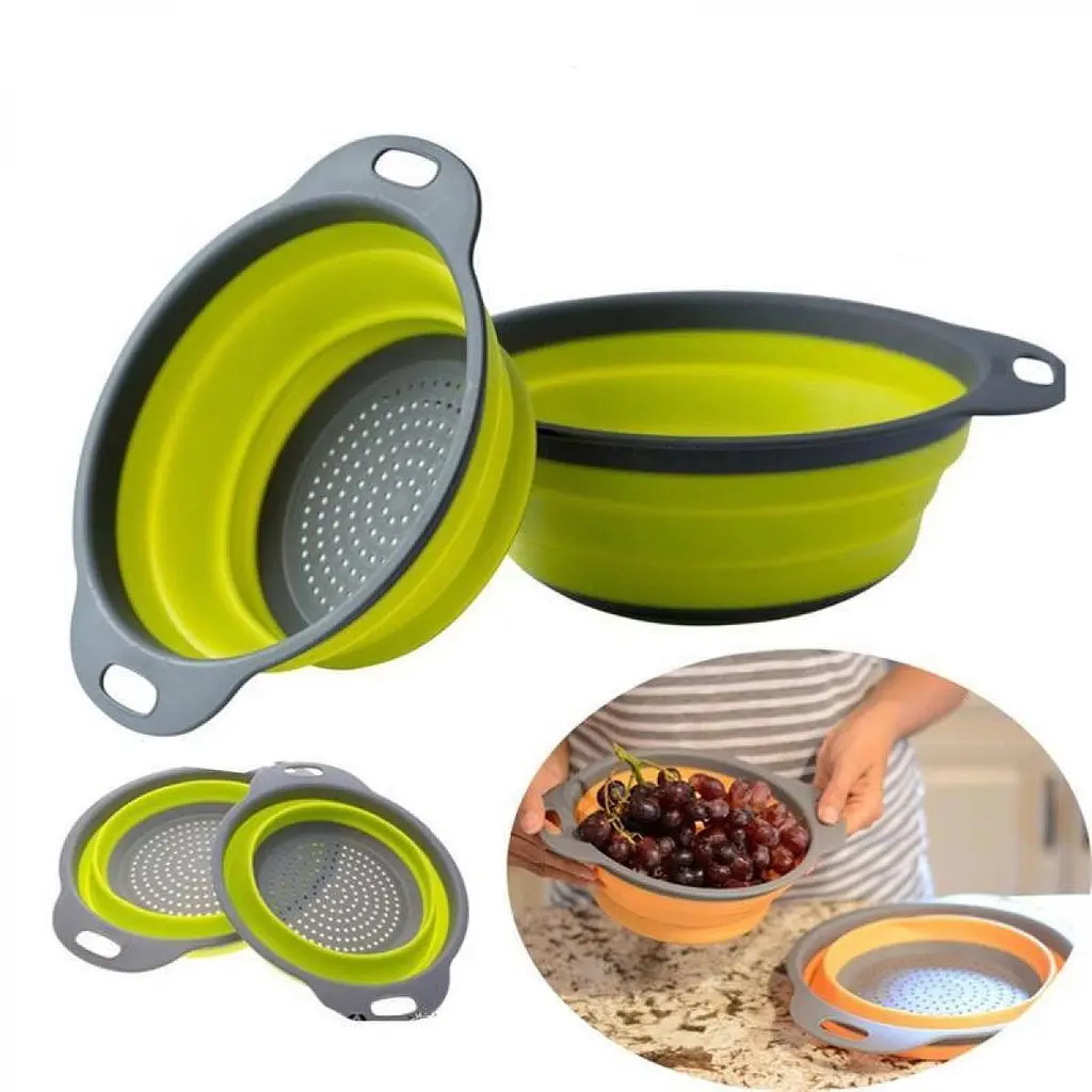 Друшляк силіконовий складаний великий + маленький Collapsible filter baskets - фото 2