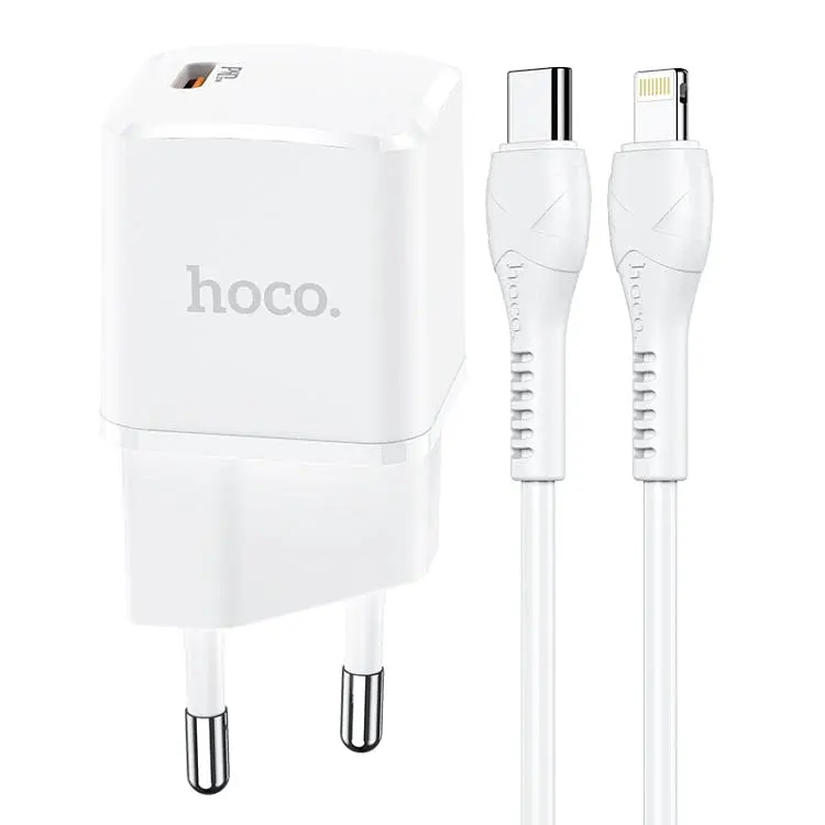 Адаптер мережевий HOCO Type-C to Lightning Cable Starter N10 набір із кабелем білий - фото 2