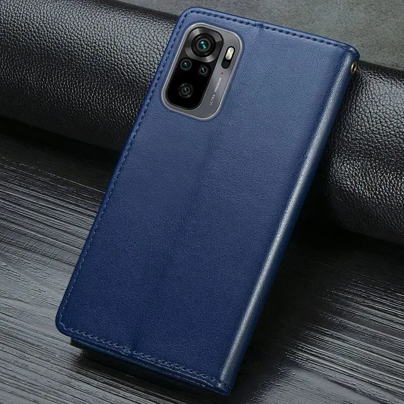 Кожаный чехол-книжка GETMAN Gallant (PU) для Xiaomi Redmi Note 10 / Note 10s Синий - фото 6