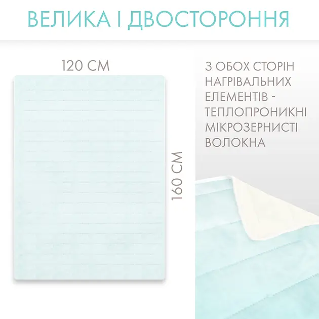 Электрическая простынь Yasam 120×160см с подогревом Бирюзовый - фото 4