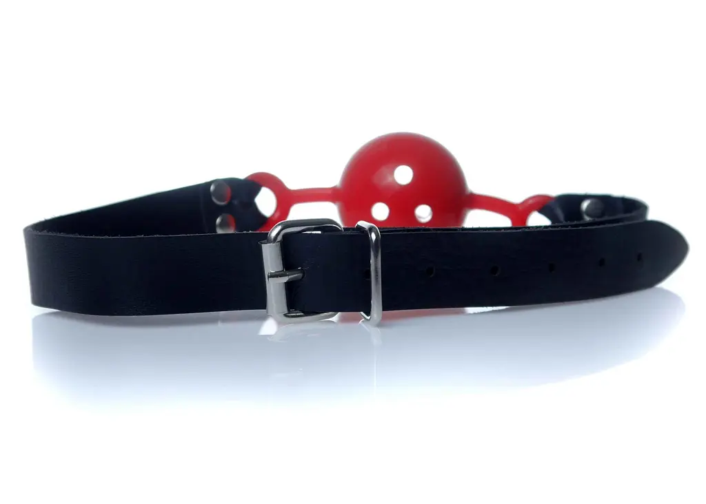 Кляп Fetish B - Series Ball Gag, 4.2 см (черный с красным) - фото 3