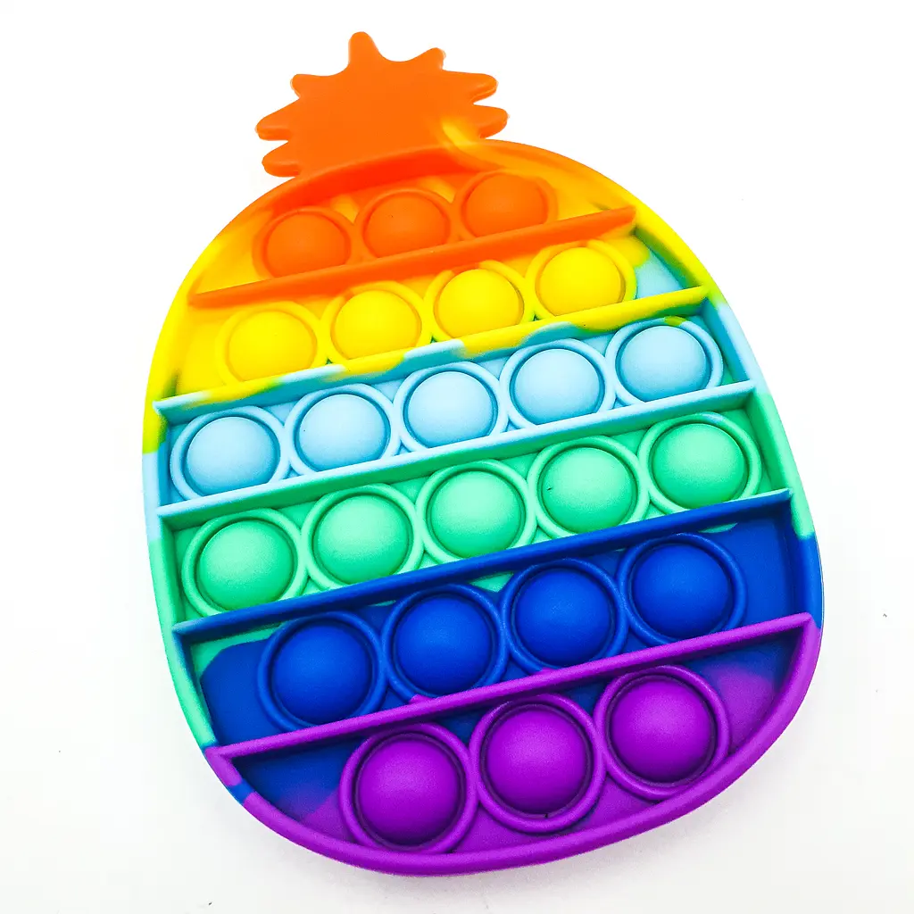 Сенсорна іграшка антистрес силіконова нескінченна пухирка поп іт UKC Pop It Fidget ананас веселка