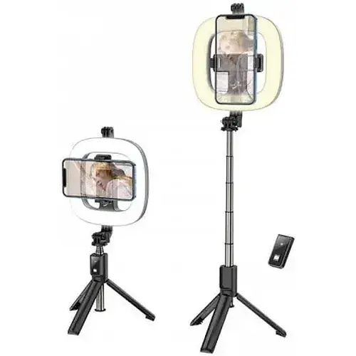 Трипод монопод Hoco LV03 Plus Showfull fill light live broadcast holder з кільцевою LED лампою (6931474757395) - фото 2