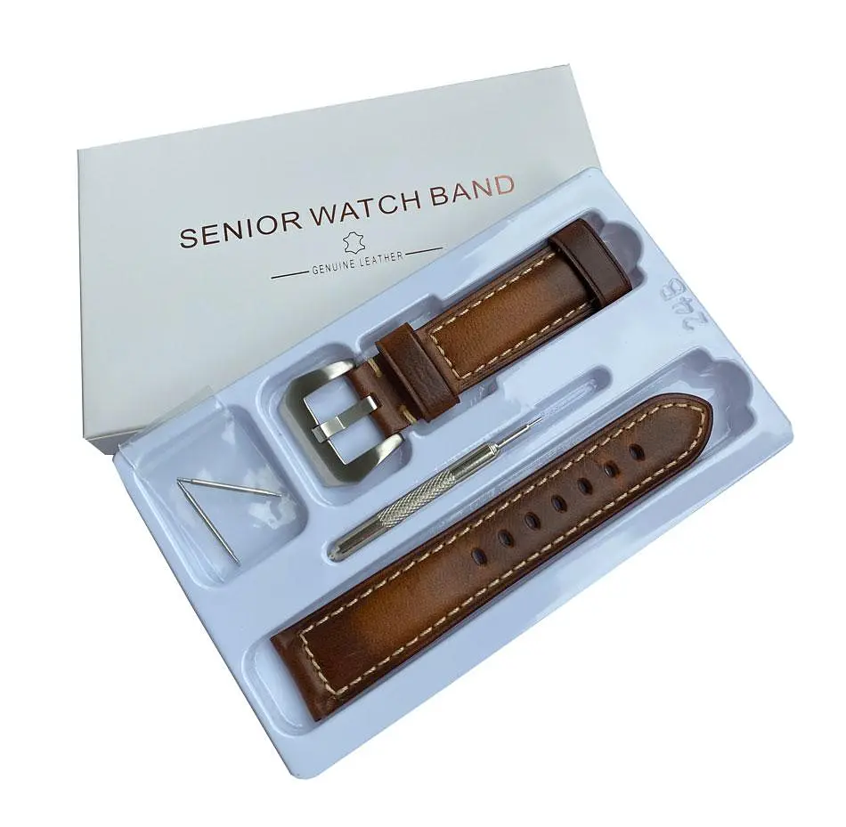 Кожаный ремешок Primolux F001 Steel buckle для часов Samsung Sport Gear (SM-R600) Brown - фото 8