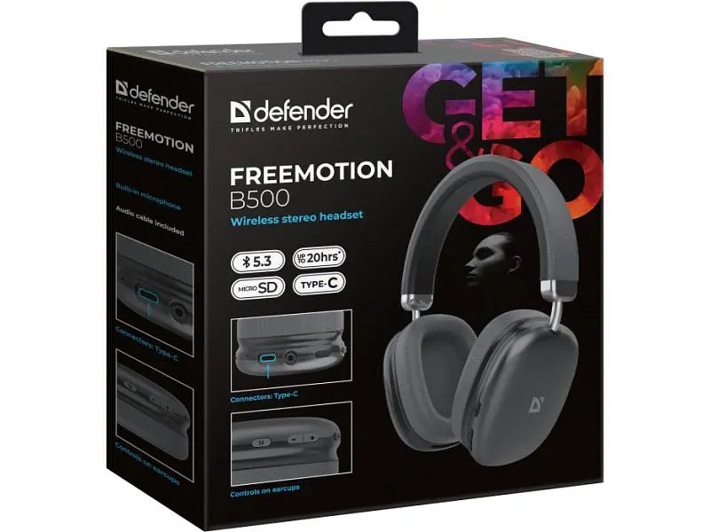 Навушники з мікрофоном Defender FreeMotion B500 Grey (63500) - фото 7