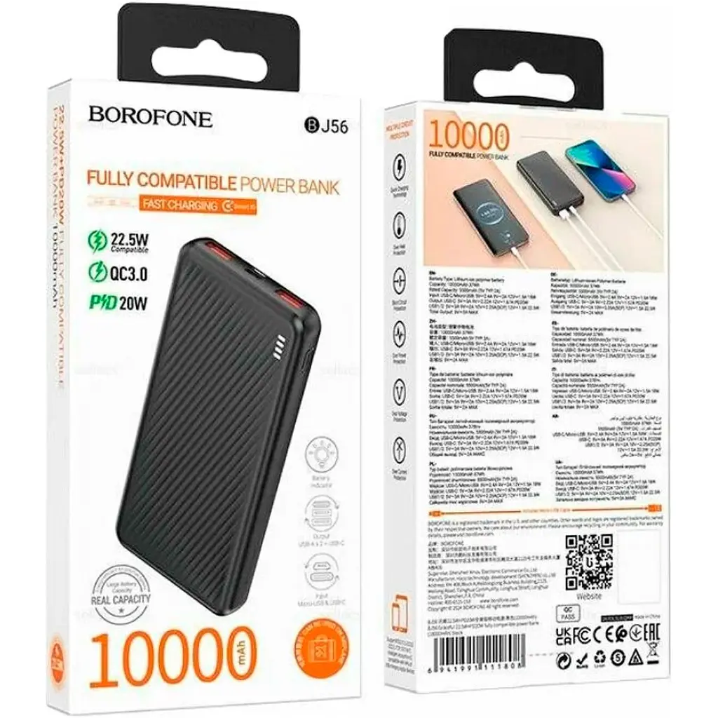 Внешний аккумулятор Borofone BJ56 Graceful 10000mAh 22.5W Black [130211] - фото 5