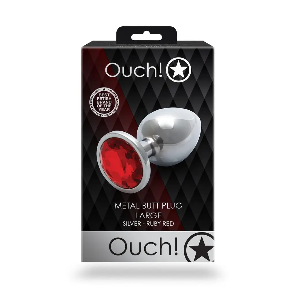 Анальна пробка Ouch! Round Gem L, 8.1 см (червоний) - фото 9