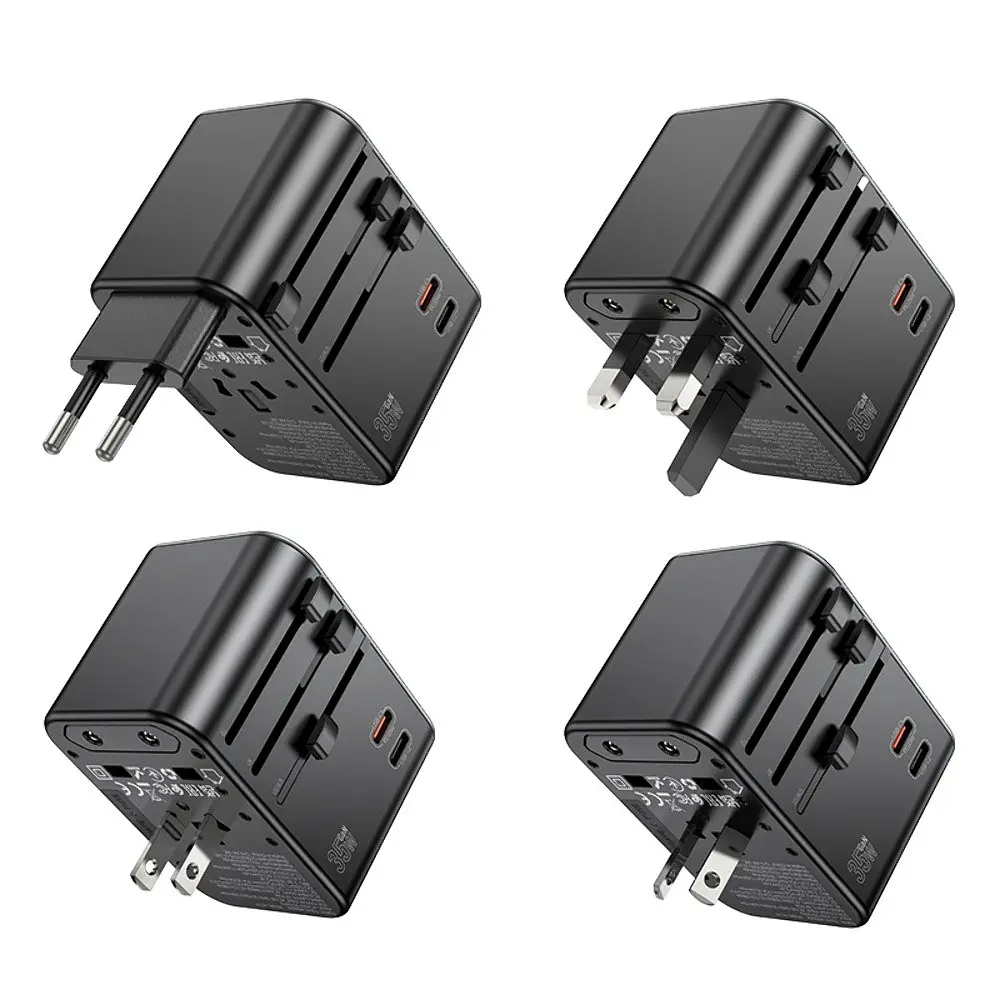 Мережевий зарядний пристрій Hoco AC19 3 USB/2 Type-C PD 35W чорний - фото 7