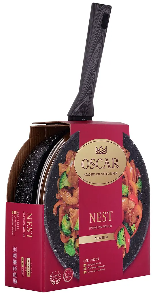 Сковорода Oscar Nest глубокая с крышкой 24 см (OSR-1100-24) - фото 4
