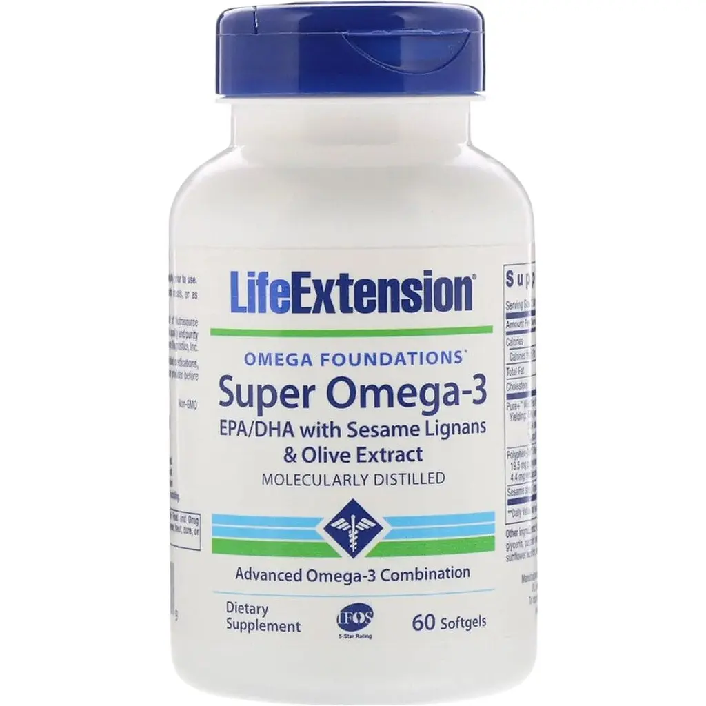 Уценка. Супер Омега-3 Life Extension Omega Foundations Super Omega-3, 60 желатиновых капсул - фото 3