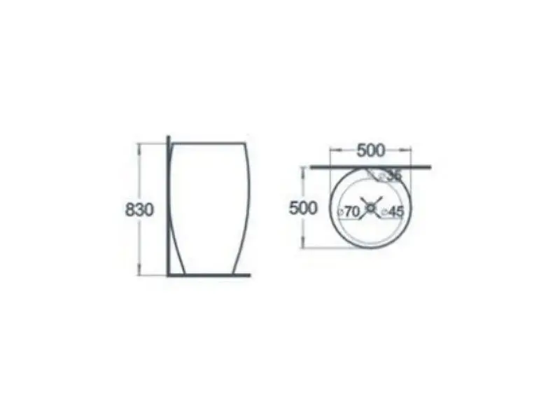 Умивальник Newarc Modern 50x50 підлоговий чорний матовий 3812B-M, Чорний матовий - фото 2