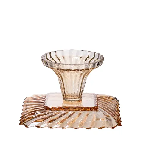 Тортовница стеклянная квадратная на ножке 16×16 см подставка для торта прозрачная, десертов, сервировка стола Yiwu 64486-18 - фото 3