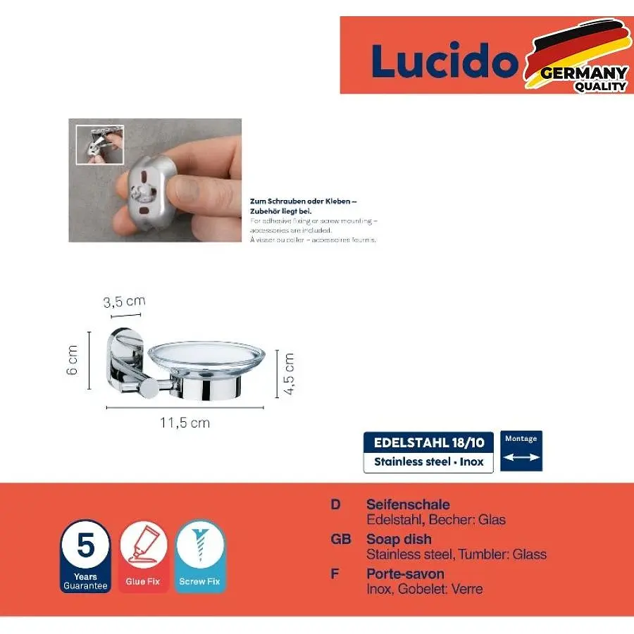 Мильниця настінна Kela Lucido 11.5х7.5х6 см срібляста (22674) - фото 3