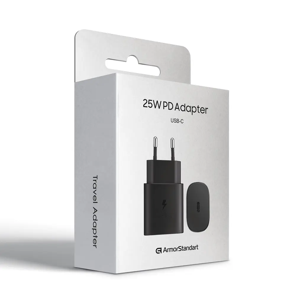 Зарядний пристрій для смартфона та планшета, AR-TA800 25W Black USB-C Fast Charger, підтримка функції швидкої зарядки для смартфонів та планшетів, ArmorStandart (ARM63803) - фото 3