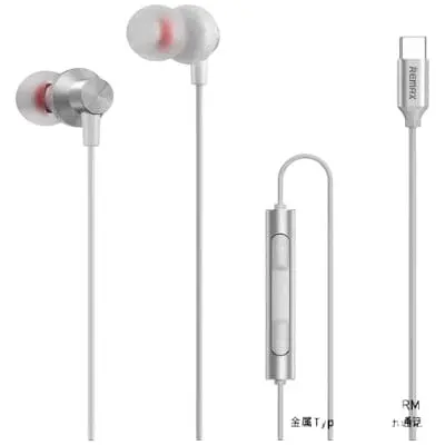 Навушники металеві Type-C - Remax Metal Wired Earphone RM-560 сріблясті