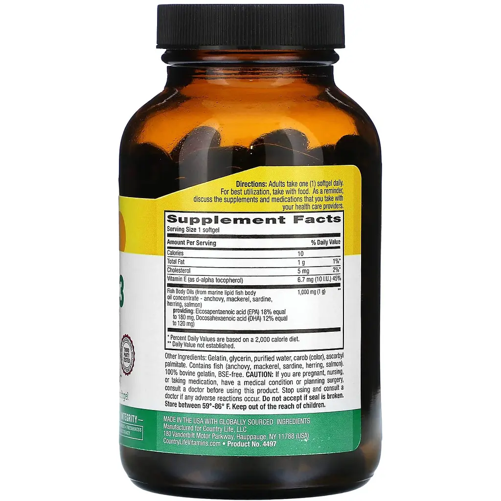 Омега 3 Country Life 1000 мг 100 капсул - фото 2