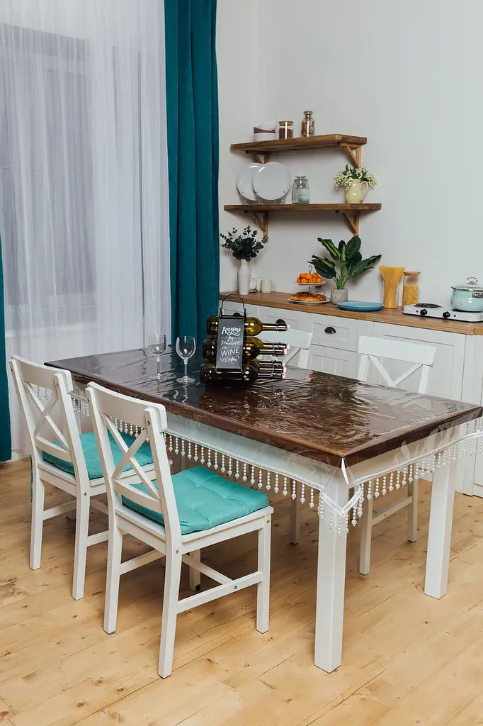 Скатертина силіконова з білою перлинною бахромою Elit 380х130 см - фото 3