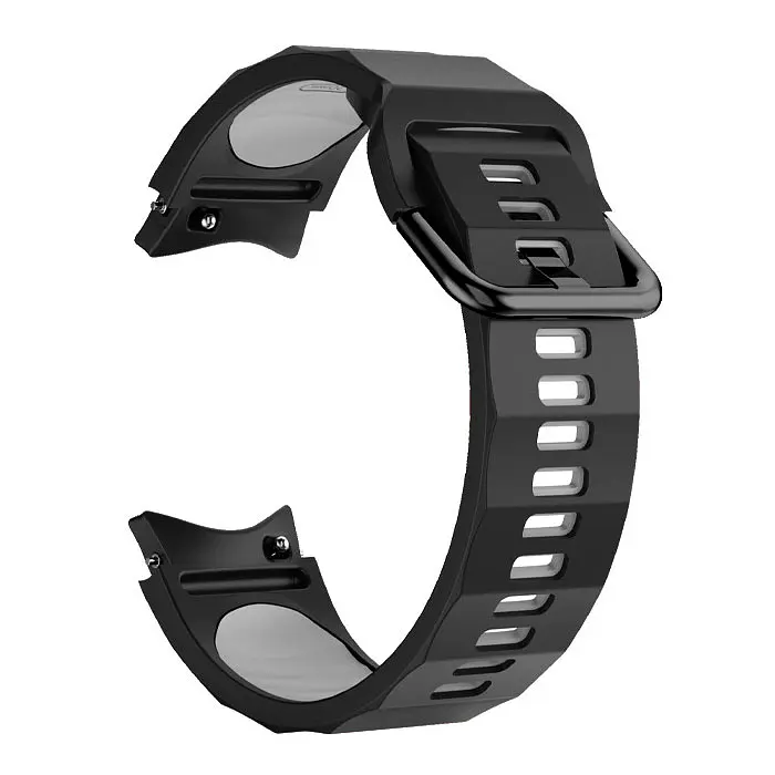 Ремінець для Samsung Galaxy Watch 4 Classic 42mm - чорно-сірий ширина кріплення 20мм силікон розмір L Watchbands Ribbed (W11-5WB17759971) - фото 2