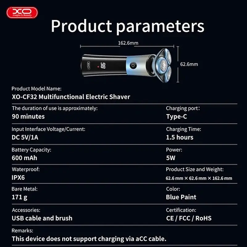 Електробритва XO CF32 Blue - фото 8