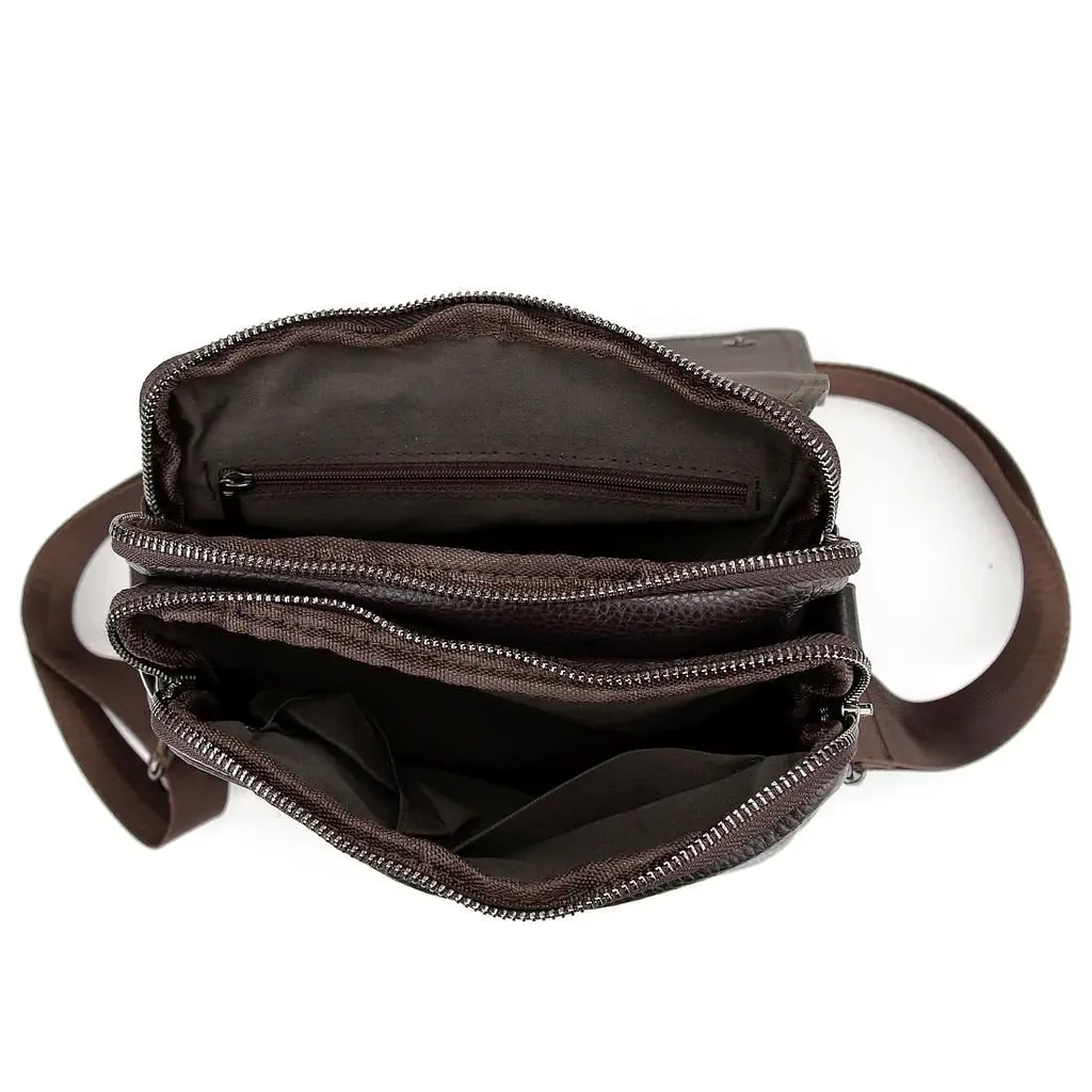 Шкіряний месенджер з клапаном на два відділи Tiding Bag M56-3508C коричневий - фото 3