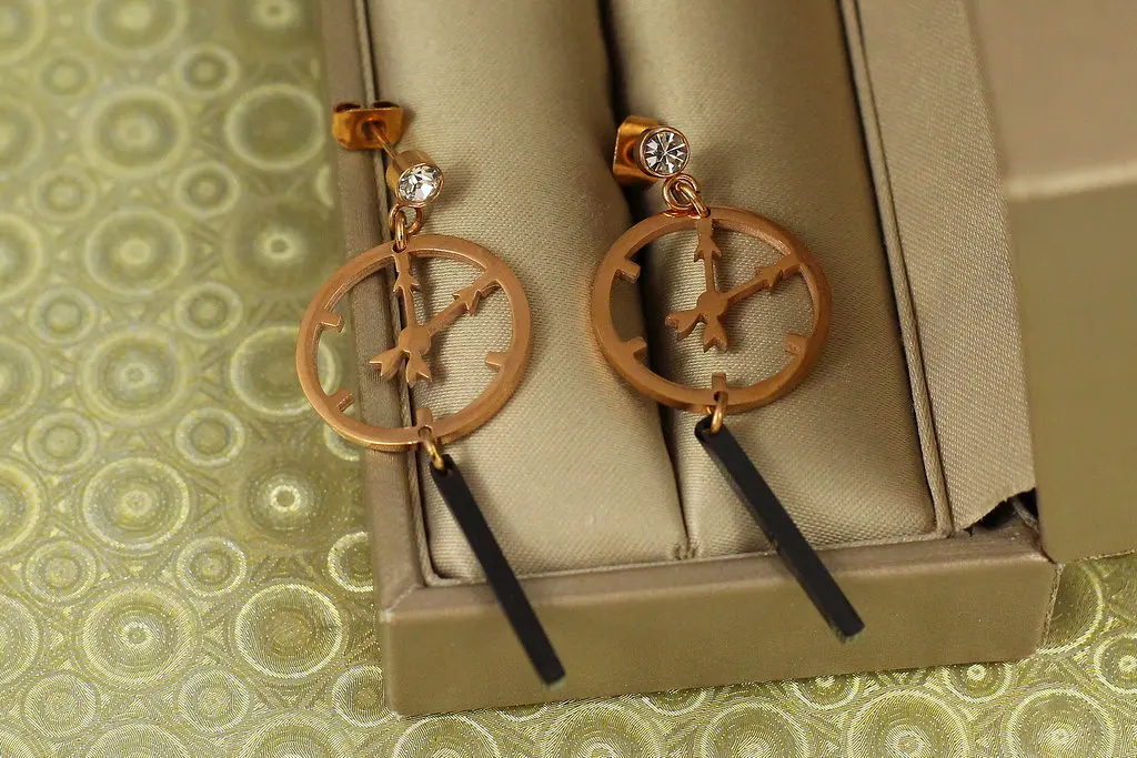 Сережки підвіски Xuping Jewelry годинник 5 см золотисті - фото 2