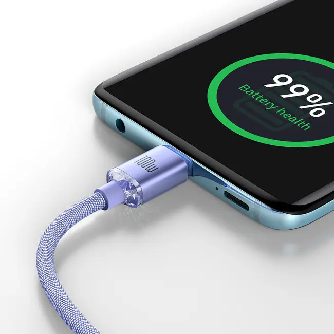 Кабель Baseus Crystal Shine Series Fast Charging Cable Type-C to Type-C 100W 1.2m CAJY000605 Purple - фото 5