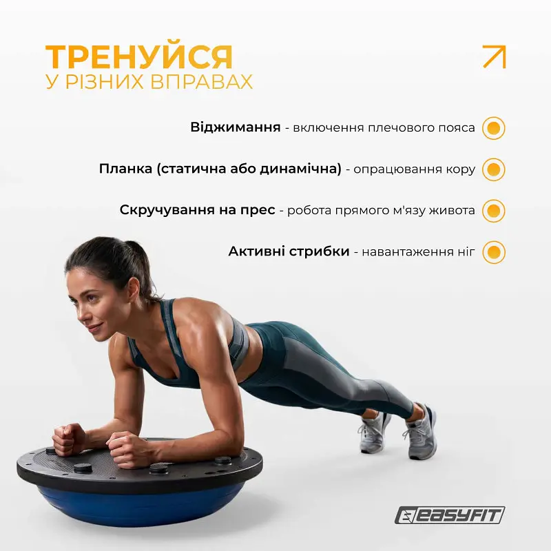 Балансувальна платформа EasyFit BOSU 60 см Синій - фото 5