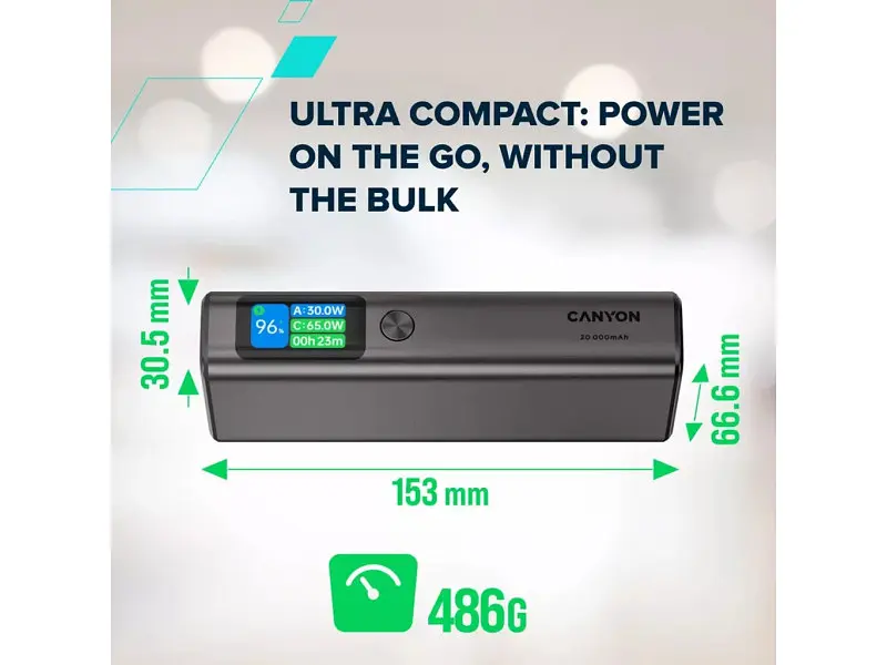 Зовнішній акумулятор (Power Bank) Canyon OnPower 230 20000mAh 130W Dark Grey (CNS-CPB230DG) - фото 9