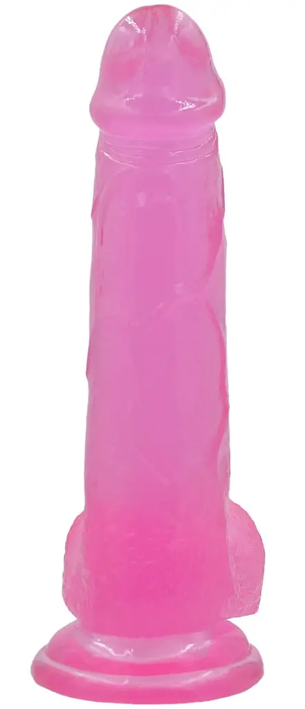 Фалоімітатор з мошонкою Jelly Studs Crystal Dildo рожевий 20см - фото 3