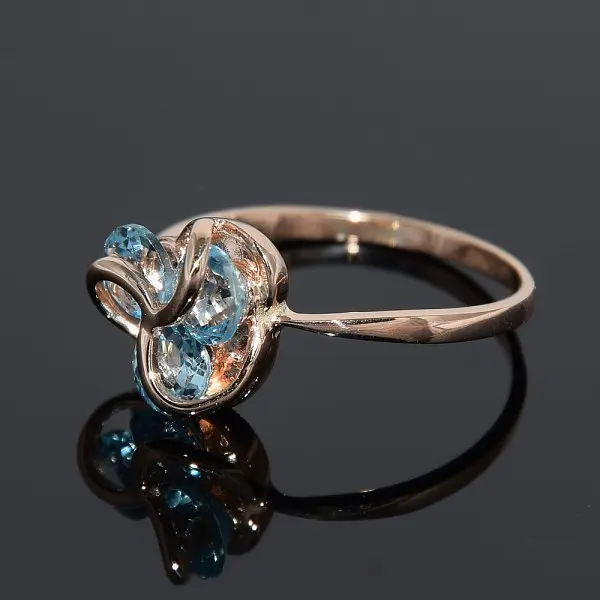 Золота каблучка з топазами 17 K-0301 - фото 2
