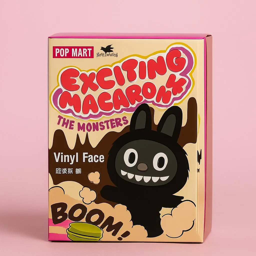 Іграшка сюрприз Labubu Exciting Macaron Чорний брелок POP MART у коробці - фото 3