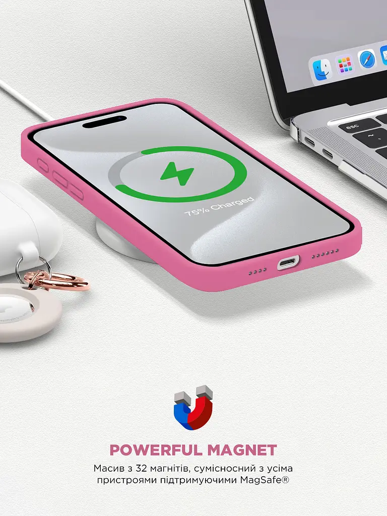 Силиконовый чехол с MagSafe для Apple iPhone 15 Pro, ICON2 MagCase, розовый, противоударный, панель с мягкой подкладкой, защита всего корпуса, поддержка беспроводной зарядки, совместим с защитными стеклами и пленками, ArmorStandart (ARM77005) - фото 9