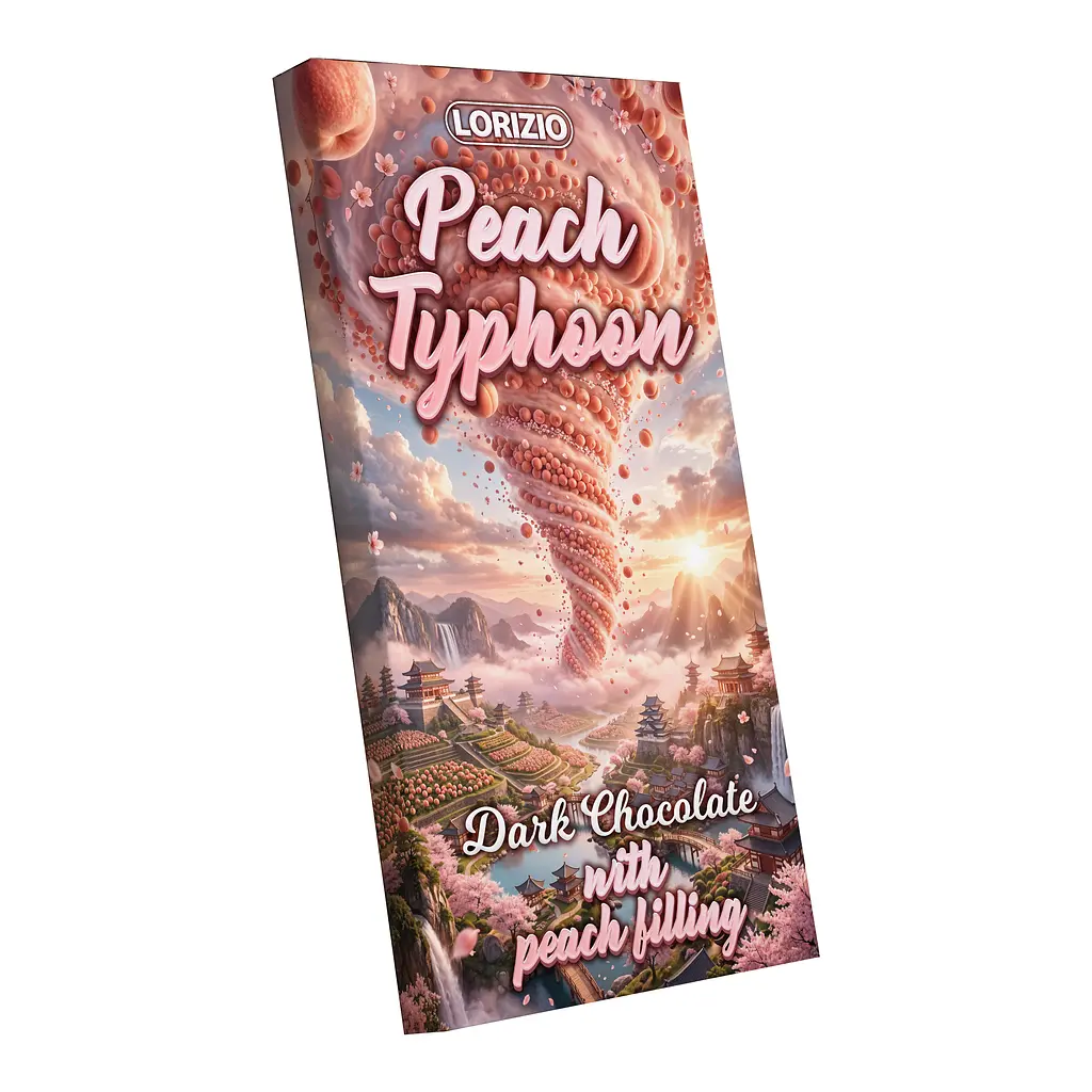 Шоколад чорний Lorizio з персиковою начинкою "PEACH TYPHOON" 200 г - фото 3