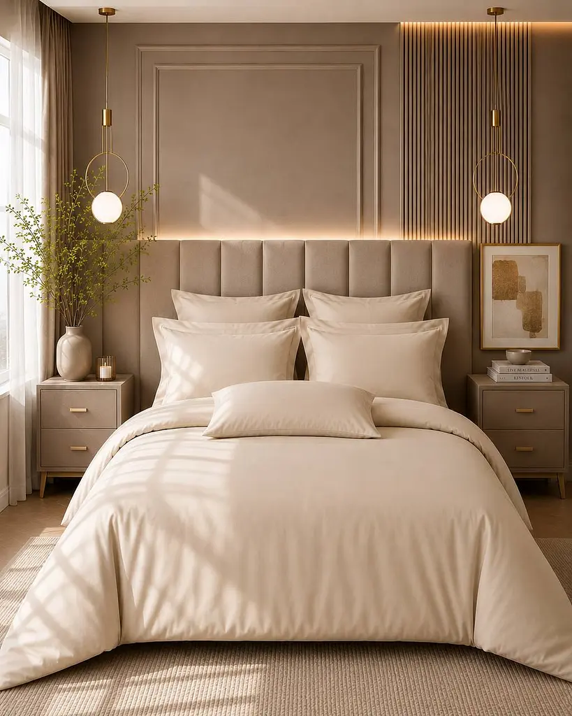 Комплект постільної білизни сімейний Issimo BEIGE 160×220 см, сатин Premium TC303376397 - фото 2