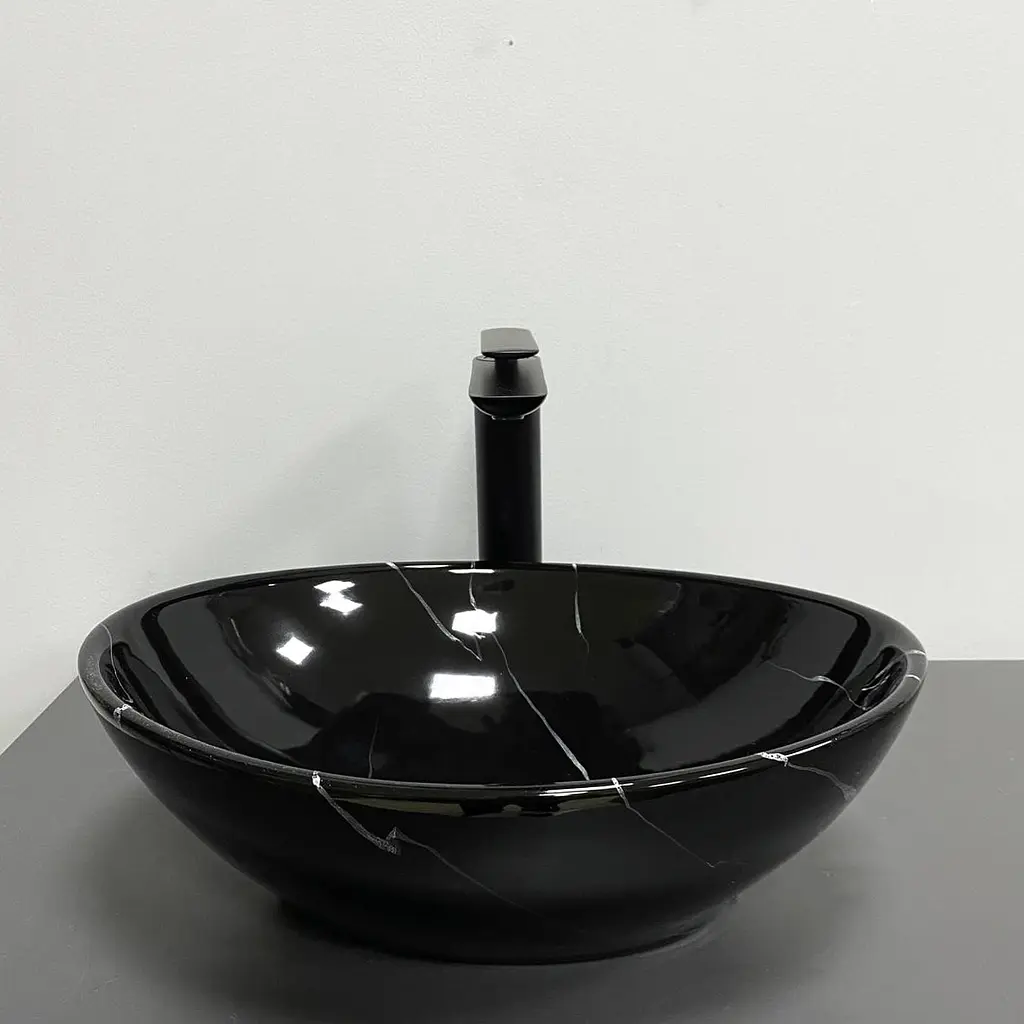 Умивальник VBI Parma black marmo glossy накладний VBI-011023, Чорний - фото 2