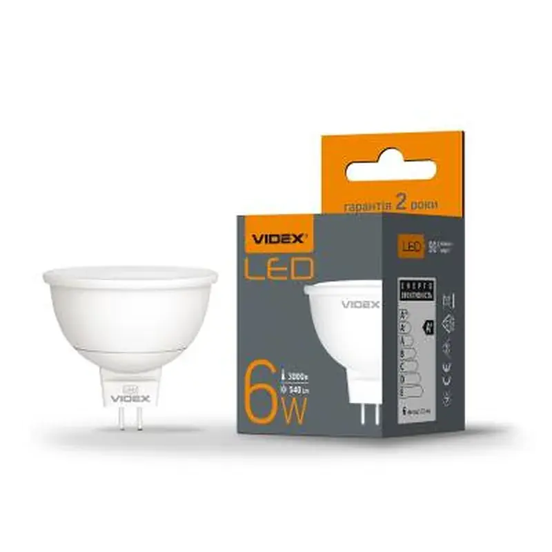 Лампочка Videx MR16e 6W GU5.3 3000K 220V (VL-MR16e-06533) - фото 2