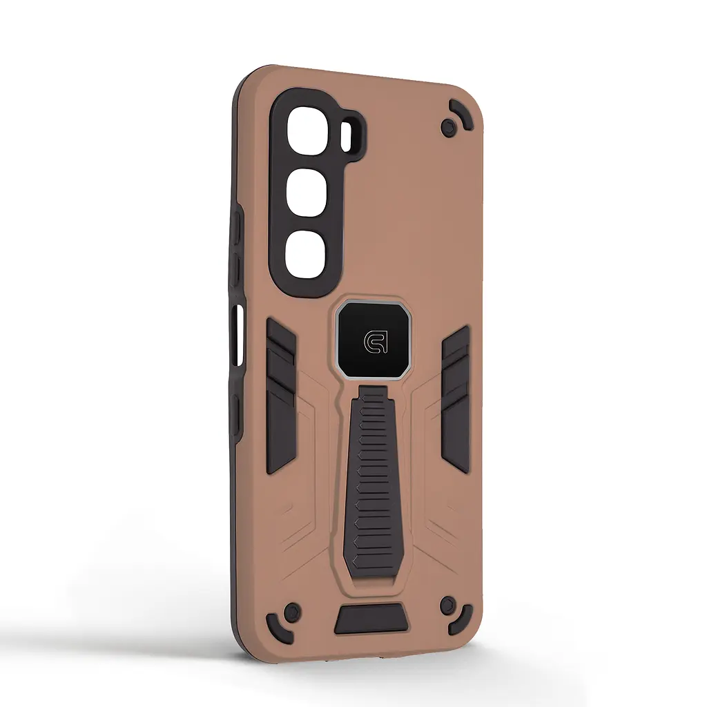 Чехол для Infinix Hot 60 5G, Proover, коричневый, с подставкой и магнитом, противоударный, ударопрочный, бронированный, панель-накладка, защита всего корпуса, термополиуретан (TPU) + поликарбонат (PC), ArmorStandart (ARM87289) - фото 2