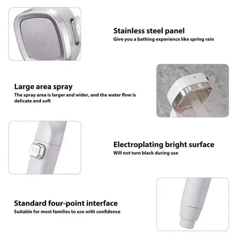 Насадка для душу Quadro Shower Head з 4 режимами та фільтром · Водозберігаюча душова лійка високого тиску - фото 6