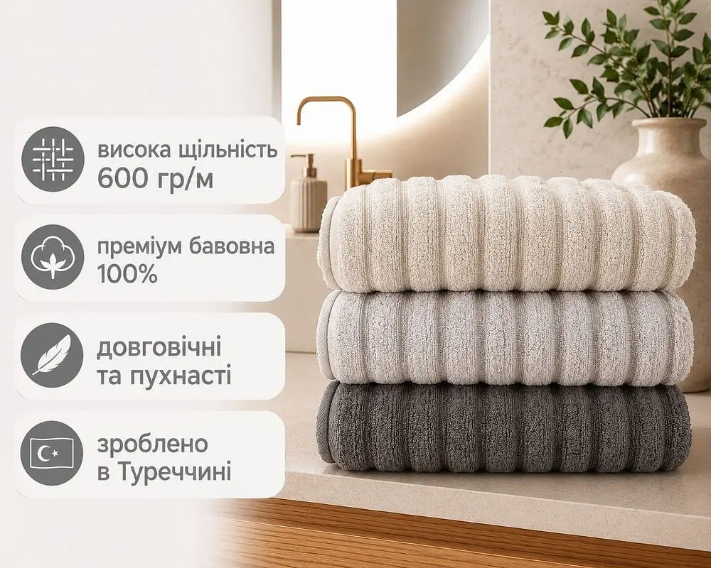 Набір турецьких махрових рушників Cestepe MicroCotton Premium 3 штуки 70x140 Ezgi 1 щільність 600 г/м2 - фото 2