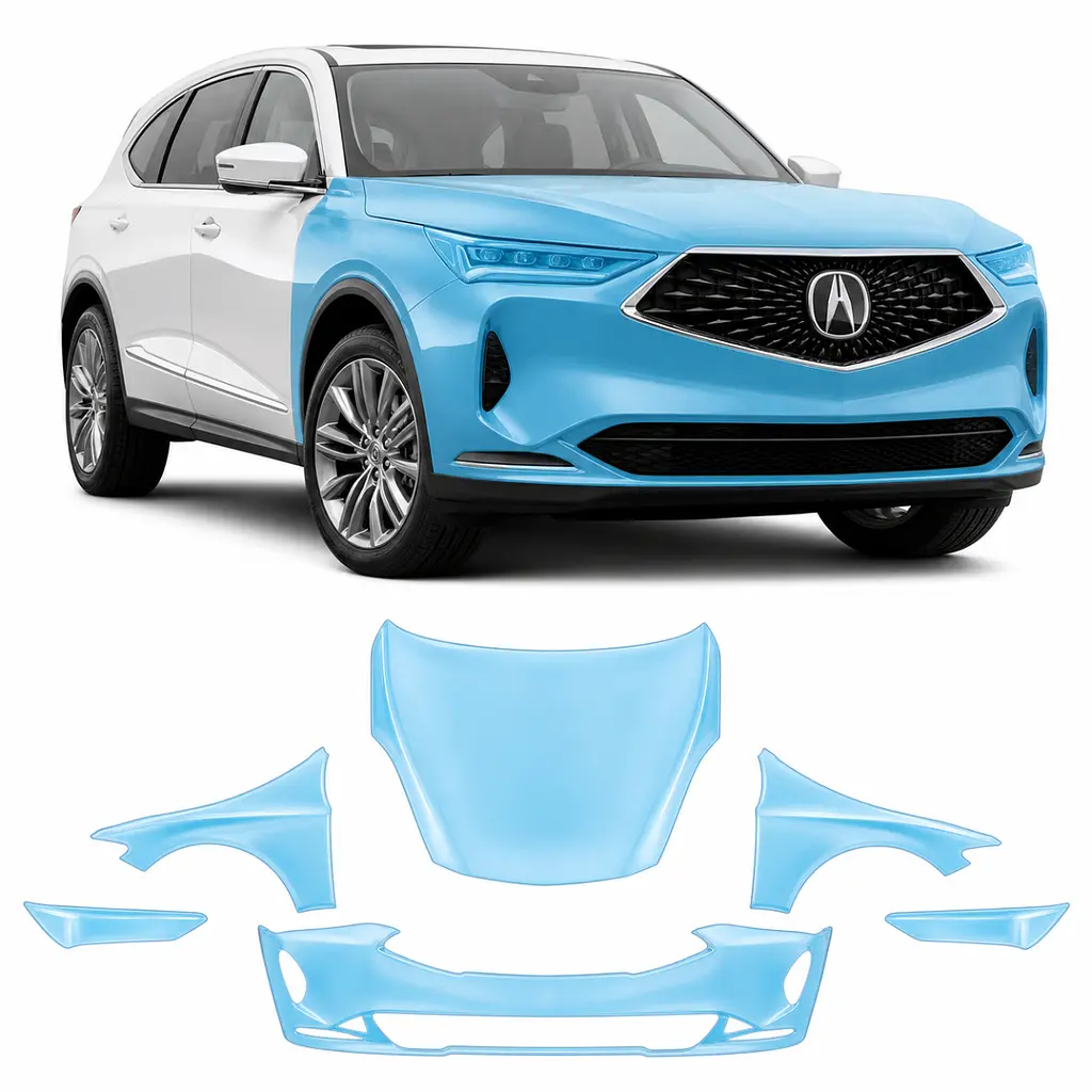 Антигравійна захисна бронеплівка за лекалами для Acura MDX YD4 2022 - передня частина авто (капот бампер крила))
