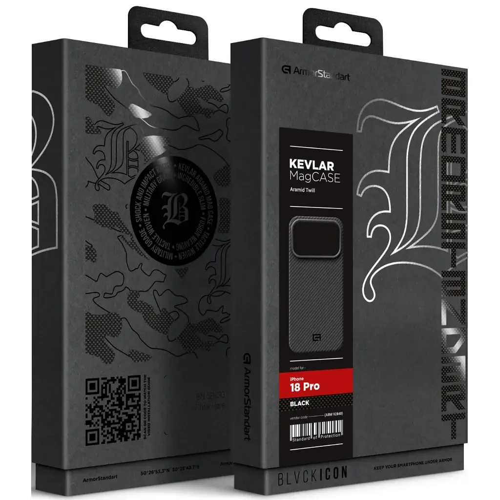 Чохол до мобільного телефона Armorstandart BlackIcon Aramid Twill MagCase Apple iPhone 18 Pro Black (ARM92840) - фото 10