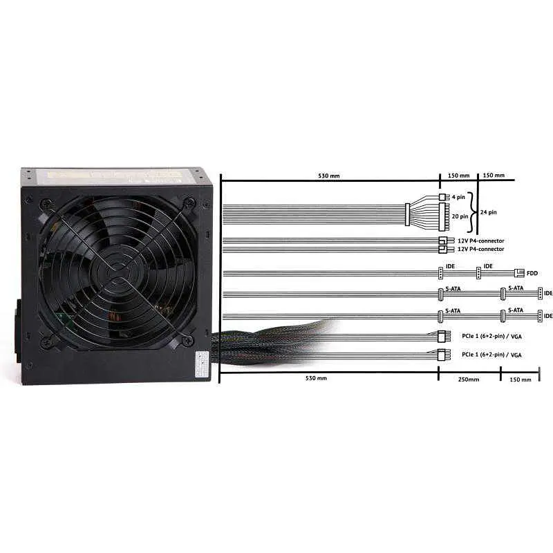 Блок живлення Vinga 500W 80+ (VPS-500P) Black Б/в - фото 7