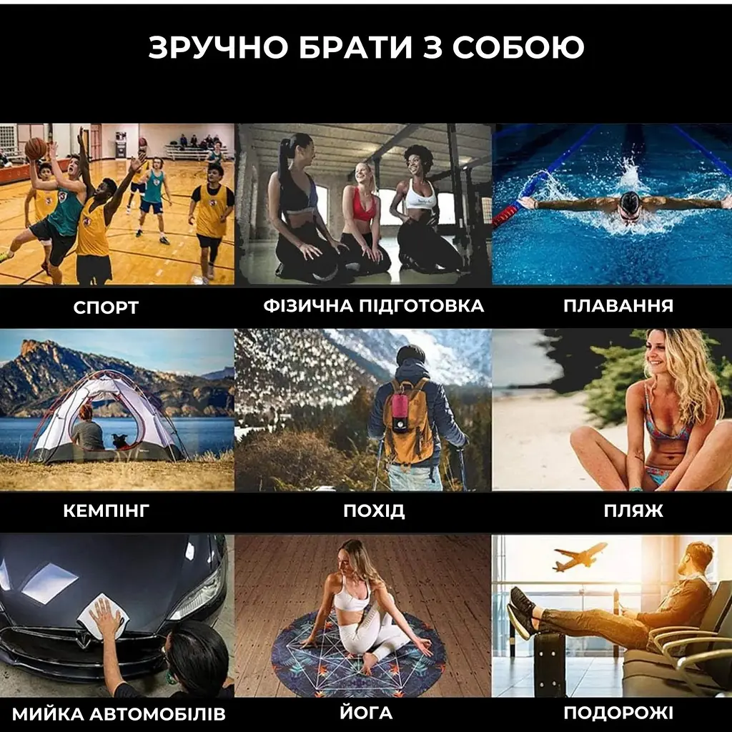 Рушник спортивний з мікрофібри вологовбиральний 40x80 см Блакитний (90500001) - фото 6