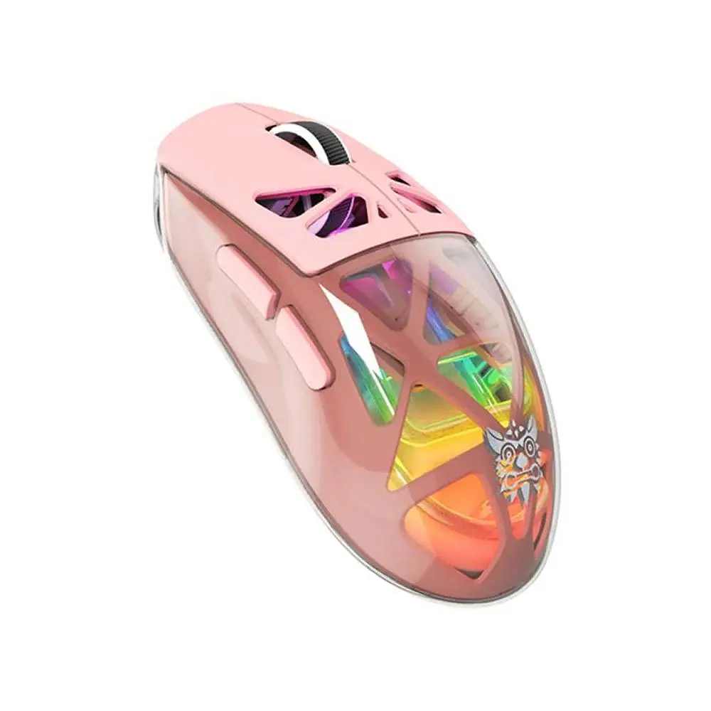Компьютерная мышка Onikuma беспроводная игровая CW-930 Pro с подсветкой RGB и 3 режимами подключения для ПК и игр розовый - фото 2