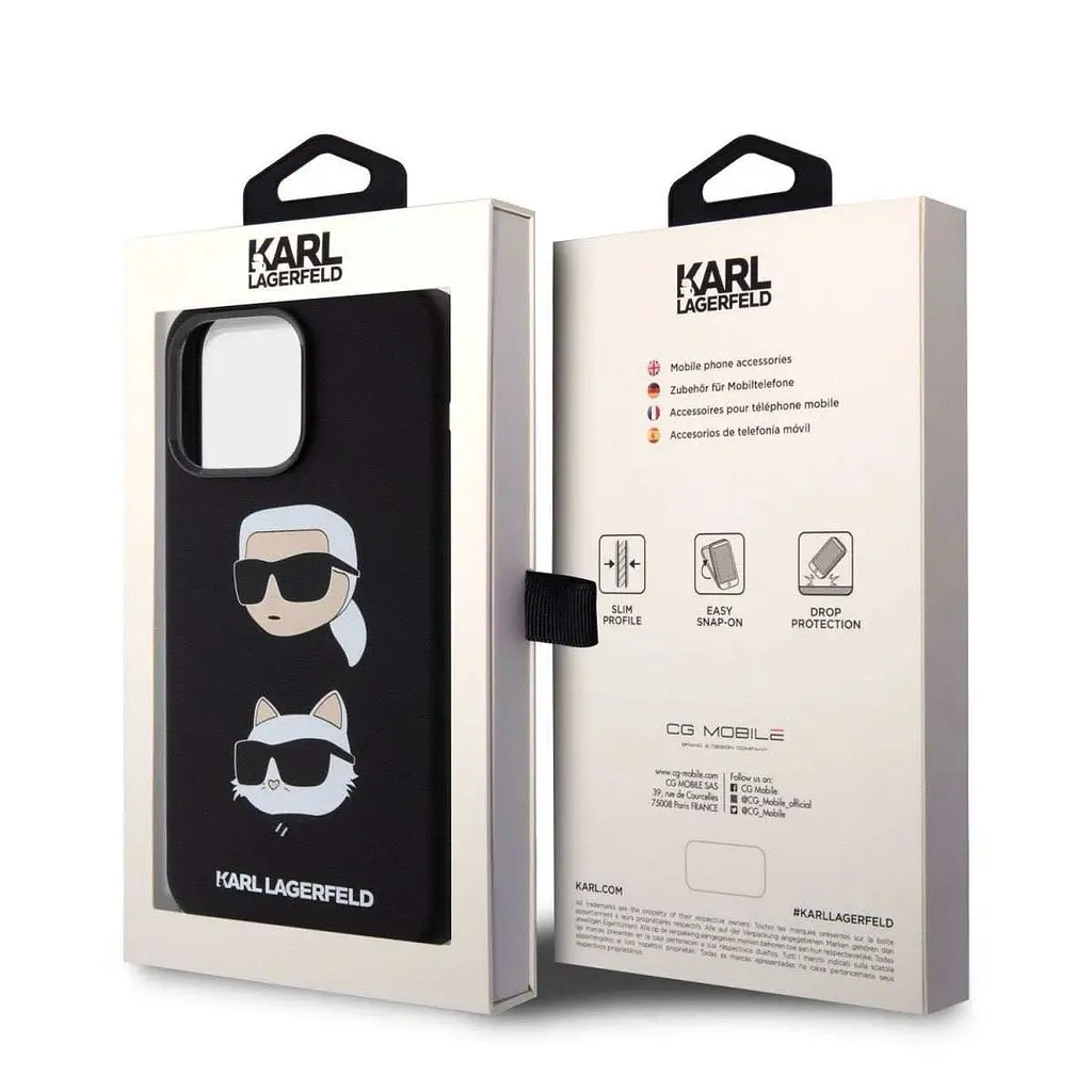 Чехол Karl Lagerfeld Liquid SilicOne Karl and Choupette Heads для iPhOne 15 Pro Max Black (57983116861) - фото 7
