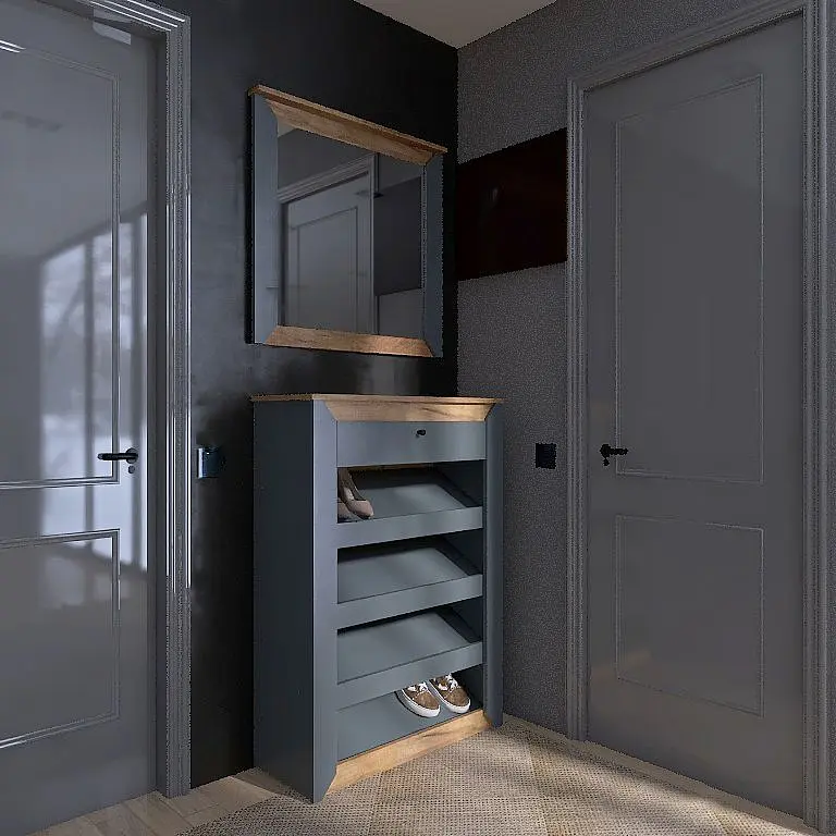 Тумба для обуви Эверест Нордик-800, 80х32х113 см графит/дуб золотой крафт (EVR-5548) - фото 4