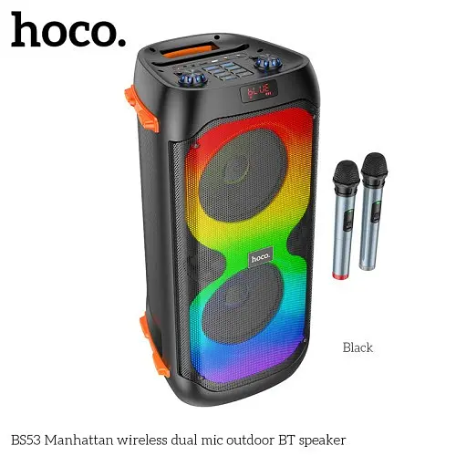 Акустична система HOCO BS53 Manhattan wireless dual mic outdoor BTspeaker чорний - фото 4
