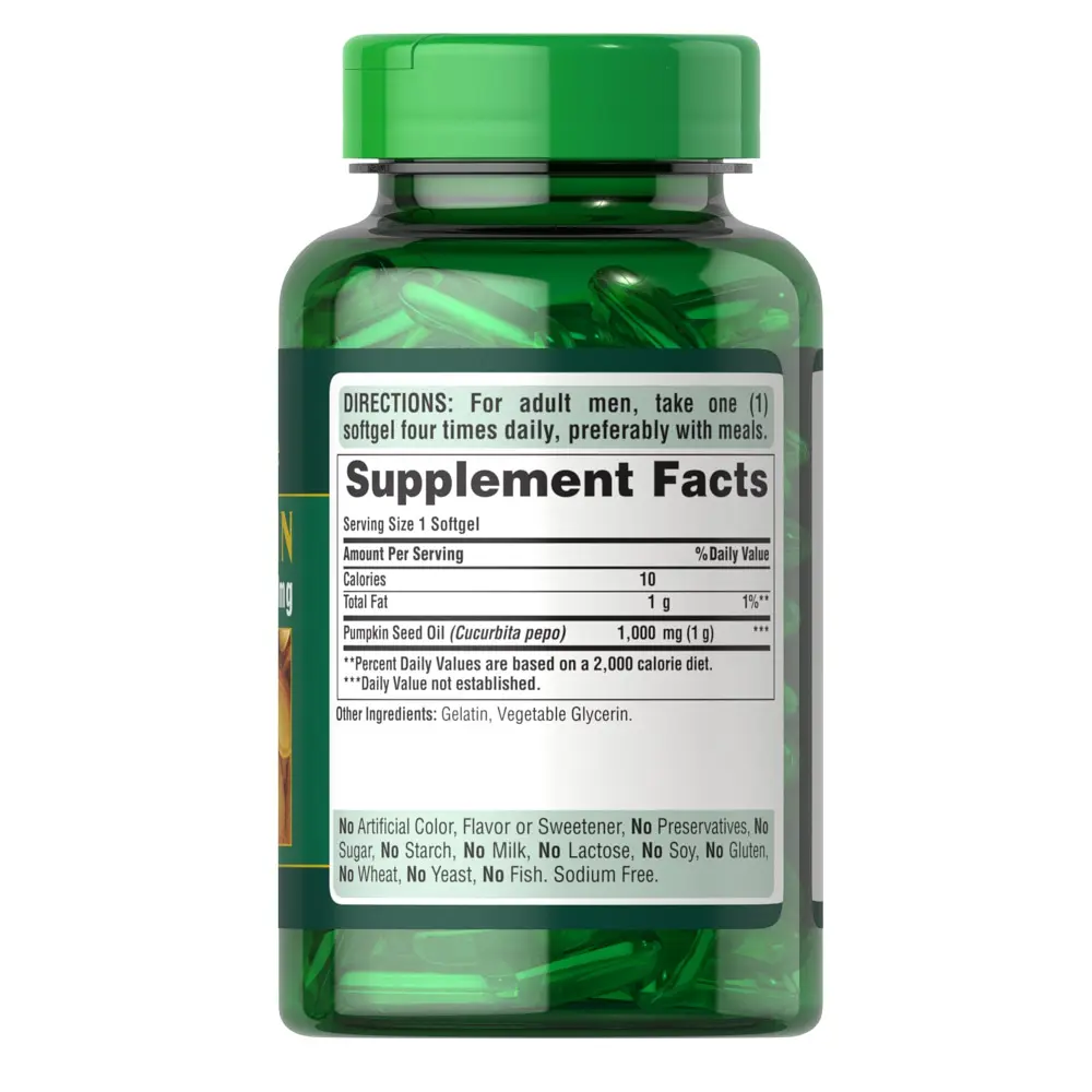Вітаміни та мінерали Puritan's Pride Pumpkin Seed Oil 1000 мг 100 капсул - фото 2