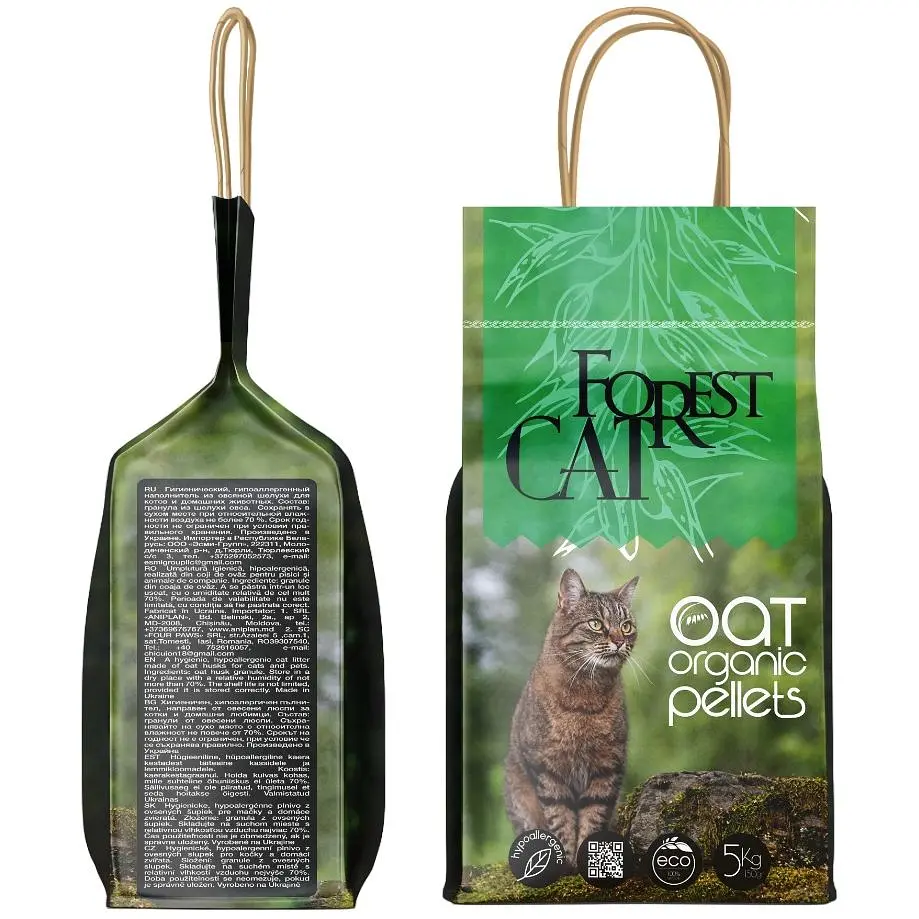 Наполнитель для кошачьих туалетов Forest Cat овсяный 5 кг - фото 2